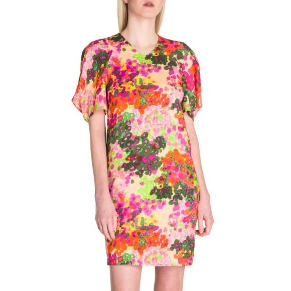 STELLA MCCARTNEY Silk Blend Malia Puff-Sleeve Floral Dress 42 - Picture 1 of 16